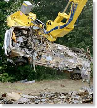 After shot showing debris field