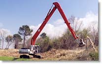 HD 422 brush cutter mounted on long stick excavator