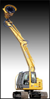 xl480 mounted on a zero tail swing excavator and integrated with a Helac powertilt